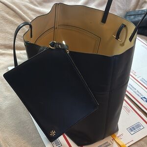 Tory Burch STRUCTURED TALL TOTE BAG WITH CLIP HARDWARE SLIM INSERT REMOVABLE